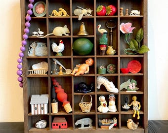 Shadowbox, colección de curiosidades vintage para arte en técnica mixta, arte alterado, ensamblaje, bandejas de imprenta y caja de rompecabezas para adultos.