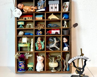 Curiosity Collection, Altar interior decoration made from vintage knick knack, Shelf vintage, Deco set, Cabinet curiosity in interior
