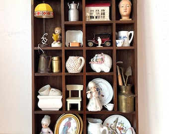 Vintage Shadowbox, Collectible Shelf of Antiques From Germany, Shelf for Tiny Things, Mini Vintage Items, Mini Curiosity Cabinet, Home Decor