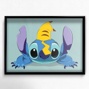 Stitch X Pikachu Artwork Poster