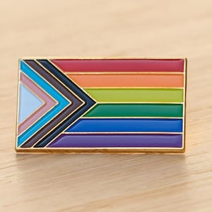 Progress Pride Rainbow Flag 1" Enamel Lapel Pin Badge Gay LGBTQ LGBT Trans Lesbian Bisexual  Queer Ally Pronoun Supports Charity