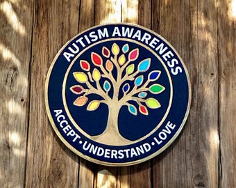 Autism Awareness Tree Enamel Pin – Acceptance Understanding Love Support Keepsake