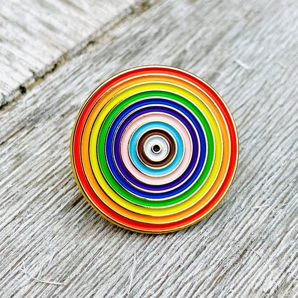 Circle of Pride Rainbow 1" Diameter Enamel Lapel Pin Badge Gay Supports Charity