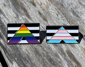 Set of 2 - Gay and Transgender Ally Flag 1" Lapel Pin Badge LGBT LGBTQ Trans Supports Charity