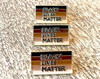 Black Lives Matter Stripe Flag - Set of 3 - 1" Lapel Pin Badge Gold BLM MLK Equality Unity Protest Justice Supports Charity