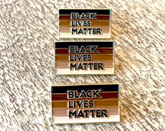 Black Lives Matter Stripe Flag Pin - Gold Enamel - Set of 3
