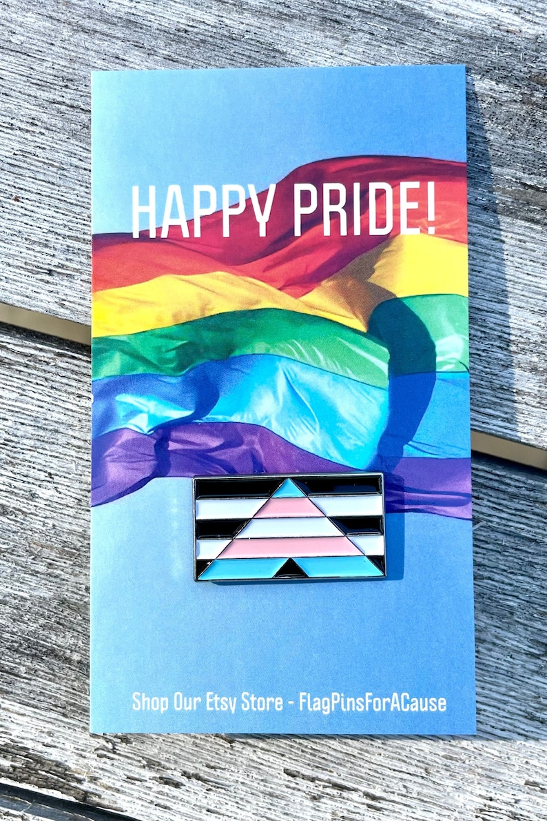 Transgender Ally Flag 1 Lapel Pin Badge LGBT LGBTQ Trans Tran Equality Unity Supports Charity image 2