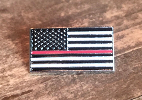 Red Line USA United States Flag Support Fire Fighters Rescue Hat Lapel Pin 