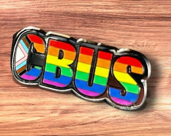 Columbus "CBUS" Progress Pride Rainbow Flag 1.50" Enamel Pin Badge Gay LGBTQ+ Lesbian Transgender Ally Trans