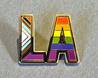 Los Angeles "LA" Progress Pride Rainbow Flag 1" Enamel Pin Badge Gay LGBTQ+ Lesbian Transgender Ally Trans