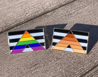 Ally Enamel Pin Set: Gay & Black Ally Anti-Racist Flag - Supports Charity