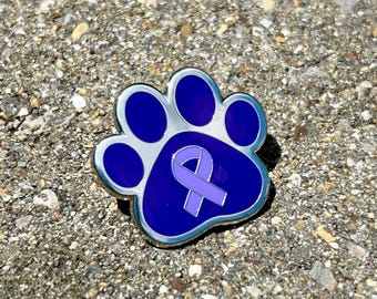 Purple Paw Cancer Awareness Enamel Pin Pet Memorial Gift