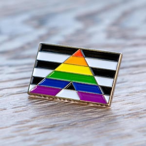Gay Ally LGBTQ Rainbow Flag 1" Lapel Pin Badge LGBT LGBTQ+ Lesbian Bisexual Transgender Pansexual Queer Equality Unity Supports Charity
