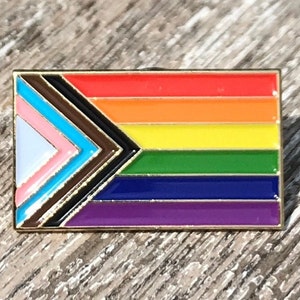 Progress Pride Rainbow Flag 1&quot; Enamel Lapel Pin Gay LGBTQ Transgender