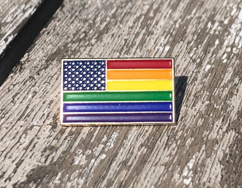 Gay Pride Rainbow Usa American Flag Enamel 1 Lapel Pin Etsy