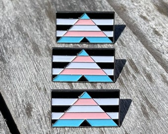 Set of 3 - Transgender Ally  Flag 1" Lapel Pin Badge LGBT LGBTQ+ Trans Tran Equality Unity Supports Charity