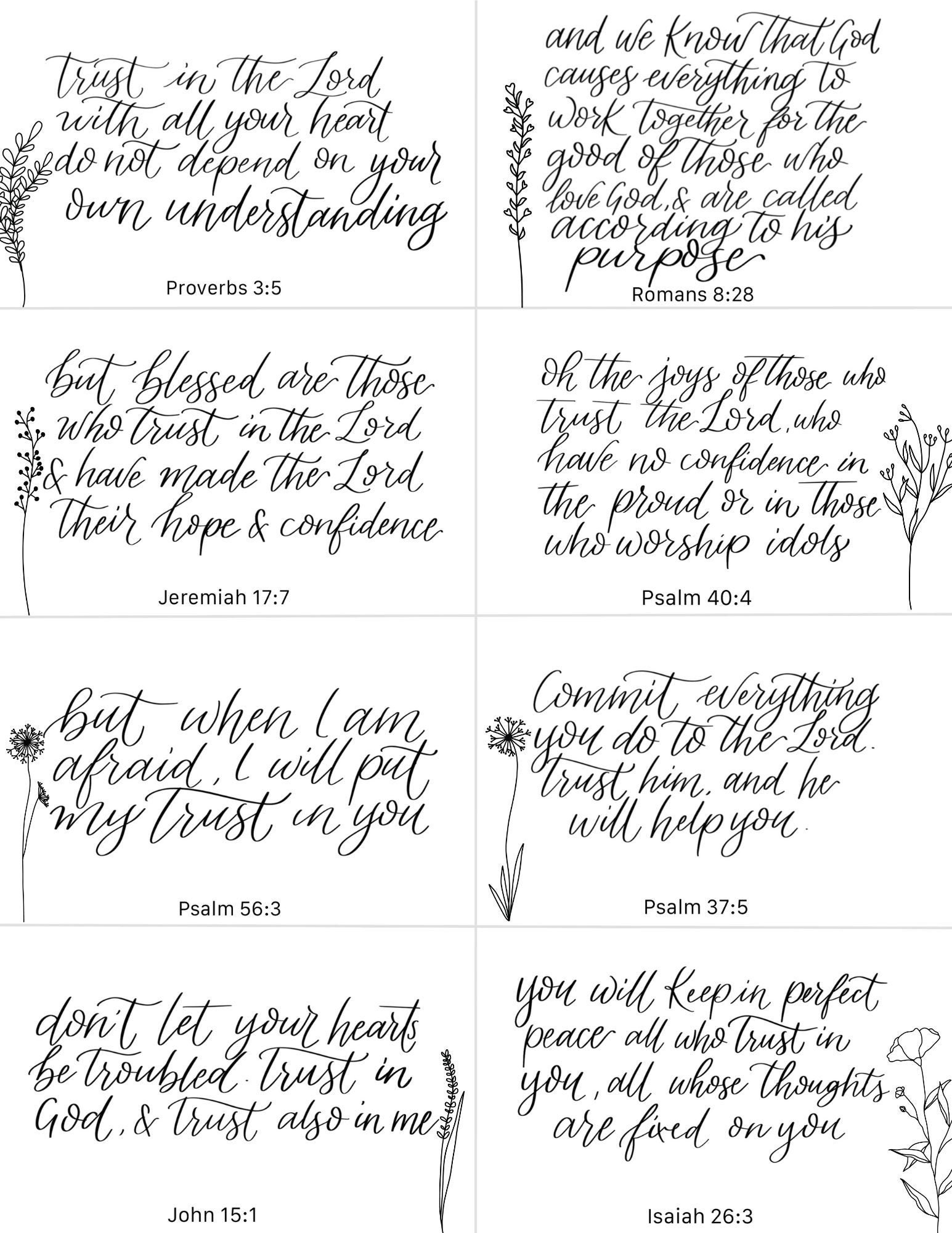 Trust Bible Memorization Printable Bible Verse Cards Faith - Etsy