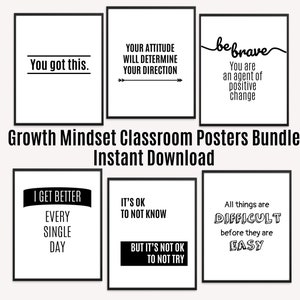 6 Growth Mindset Classroom Printable Posters Bundle 1, Classroom Decor, Instant Download 8x10 Classroom Posters
