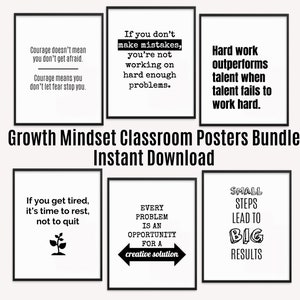 6 Growth Mindset Classroom Printable Posters Bundle 4, Classroom Decor, Instant Download 8x10 Classroom Posters