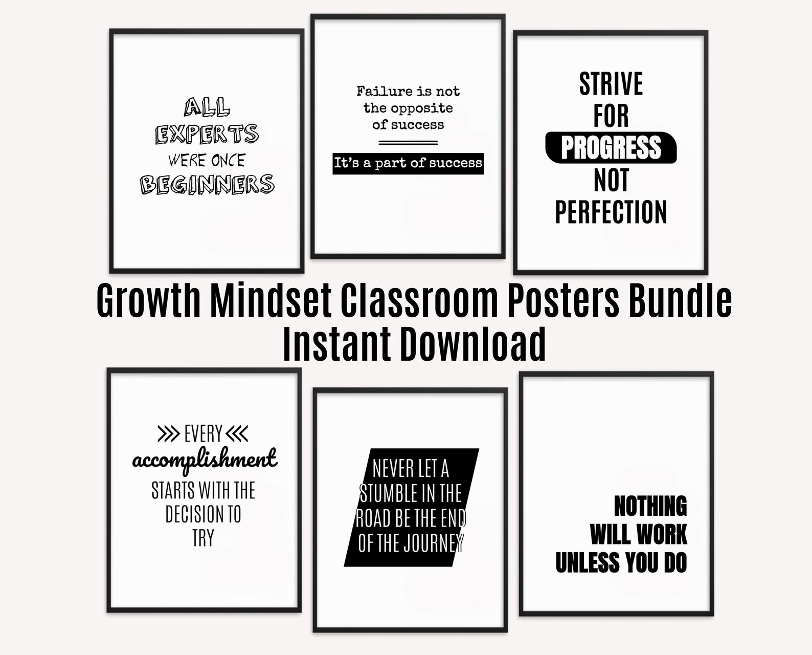 6 Growth Mindset Classroom Printable Posters Bundle 3 Etsy Canada