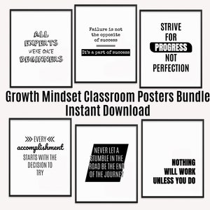 6 Growth Mindset Classroom Printable Posters Bundle 3, Classroom Decor, Instant Download 8x10 Classroom Posters