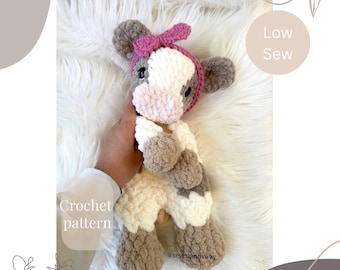 Klover crochet pattern, crochet cow, cow crochet pattern, low sew crochet, cow stuffy, amigurumi pattern