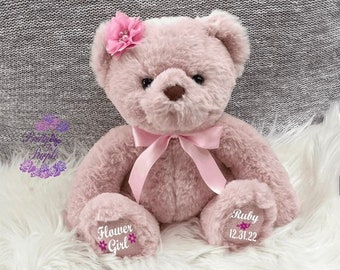 Flower Girl Purple Teddy Bear 12cm Bouquet Charm Heart Something Old Gift 