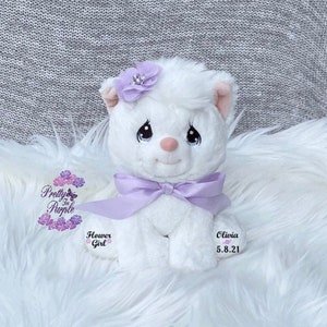Flower Girl Gift, Flower Girl Stuffed animal, Flower Girl Kitty cat,Personalized Cat, Wedding Party Gift,Flower Girl Proposal