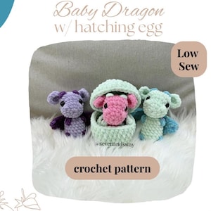 Hatching baby dragons, crochet dragon, dragon toy, low-sew, no sew amigurumi pattern, easy dragon pattern, easy crochet