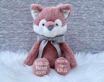 Adoption fox stuffed animal, adoption gift, custom adoption plush, personalized adoption gift, forever family gift