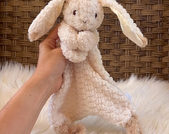 Bunny stuffed animal lovey, snuggler, baby lovey