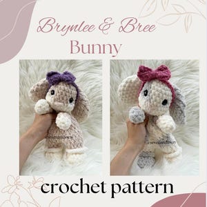 Brynn and Brynlee Bunny, bunny crochet pattern, bunny amigurumi, crochet bunny, crochet bunny lovey pattern, amirgurumi crochet bunny