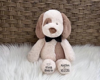 Ring bearer gift, ring bearer teddy bear stuffed animal, ring bearer proposal, personalized bear, wedding party gift, ring bearer keepsake