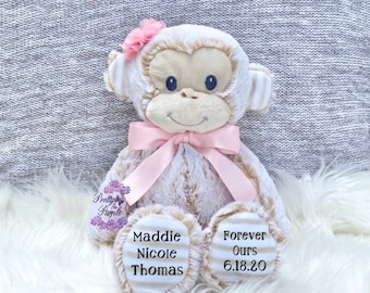 Adoption monkey stuffed animal, adoption gift, custom adoption plush, personalized adoption gift, forever family gift