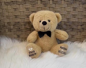 Ring bearer gift, ring bearer teddy bear stuffed animal, ring bearer proposal, personalized bear, wedding party gift, ring bearer keepsake