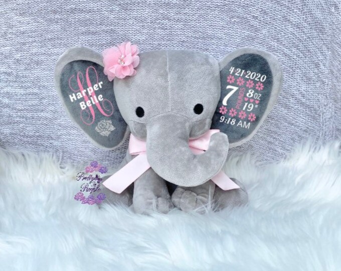 Personalized Elephant Birth Announcement Elephant Birth Stat Etsy