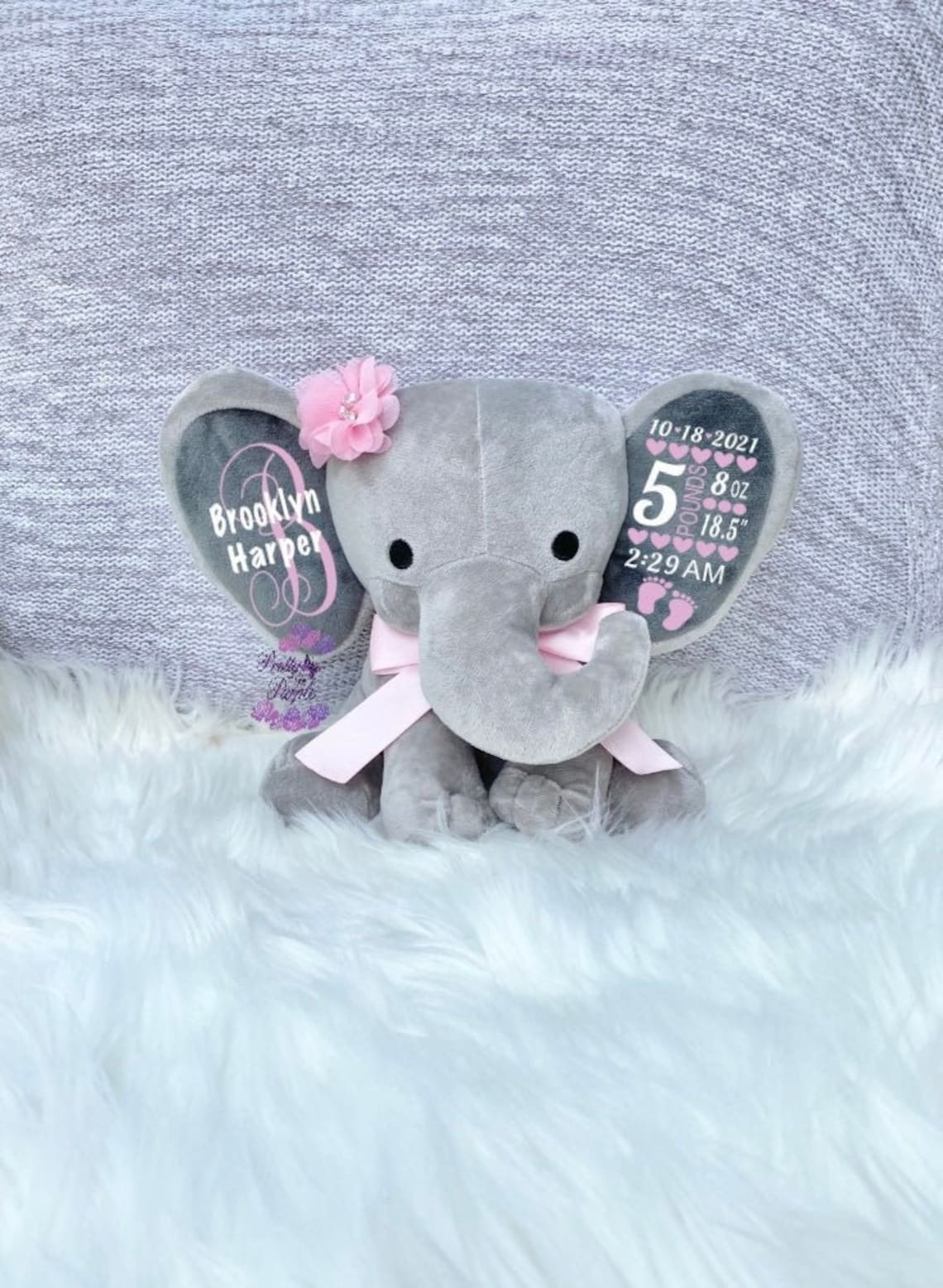 Personalized Elephant Birth Announcement Elephant Birth Stat Etsy