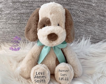 Adoption puppy dog stuffed animal, adoption gift, custom adoption plush, personalized adoption gift, forever family gift