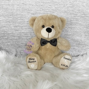 Ring bearer gift, ring bearer teddy bear stuffed animal, ring bearer proposal, personalized bear, wedding party gift, ring bearer keepsake