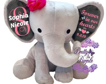 Forever In Our Hearts Keepsake, Personalized Elephant, Birth Elephant, Sympathy Gift, Miscarriage, Stillborn Keepsake, Infant Loss