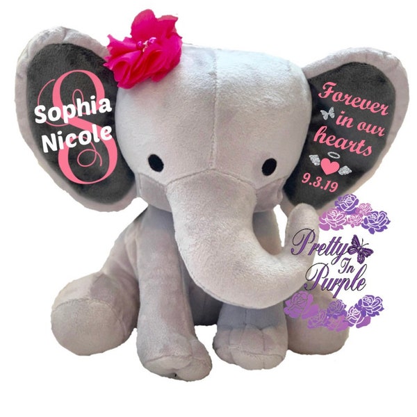Forever In Our Hearts Keepsake, Personalized Elephant, Birth Elephant, Sympathy Gift, Miscarriage, Stillborn Keepsake, Infant Loss