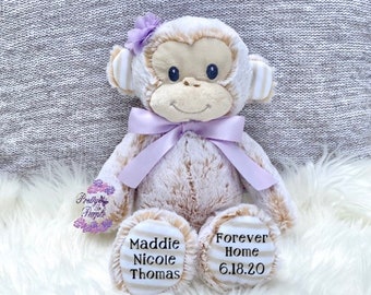 Adoption monkey stuffed animal, adoption gift, custom adoption plush, personalized adoption gift, forever family gift