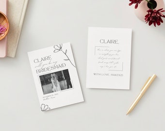 Bridesmaid Proposal / MOH Proposal Template, Minimalist Bridesmaid Proposal Card, easy DIY editable Template