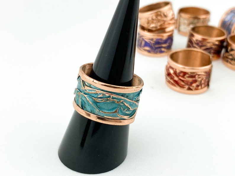 Handmade Thumb Ring Hammered Band Ring Adjustable Statement Wave Rings Cuff ring