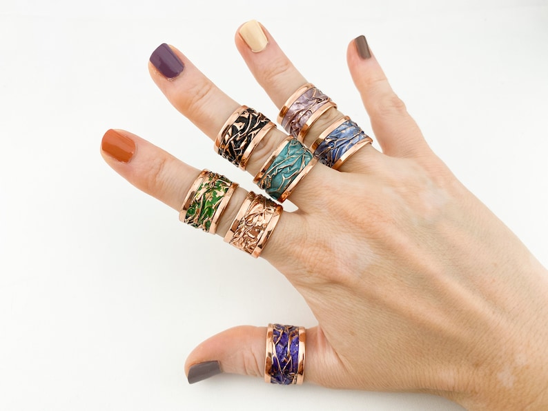 Handmade Thumb Ring Hammered Band Ring Adjustable Statement Wave Rings Cuff ring