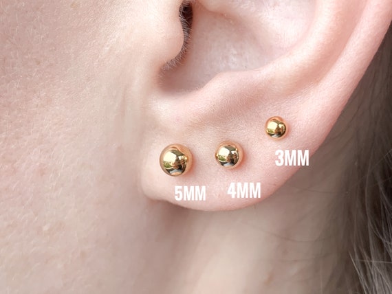 9ct Gold Frosted Ball Stud Earrings / Studs / 4mm - 8mm | eBay
