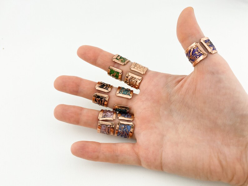 Handmade Thumb Ring Hammered Band Ring Adjustable Statement Wave Rings Cuff ring