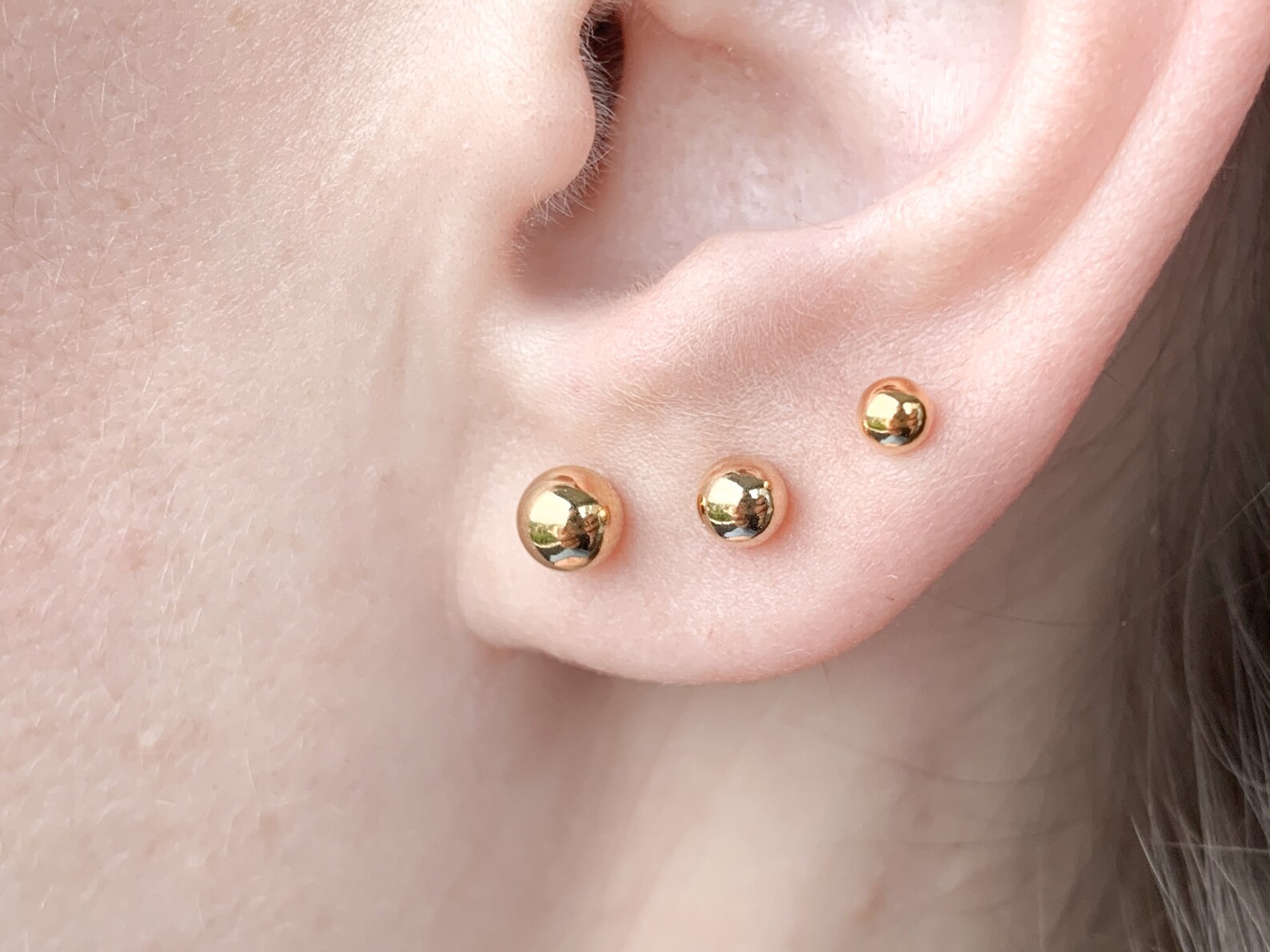 3mm 14k gold stud earrings