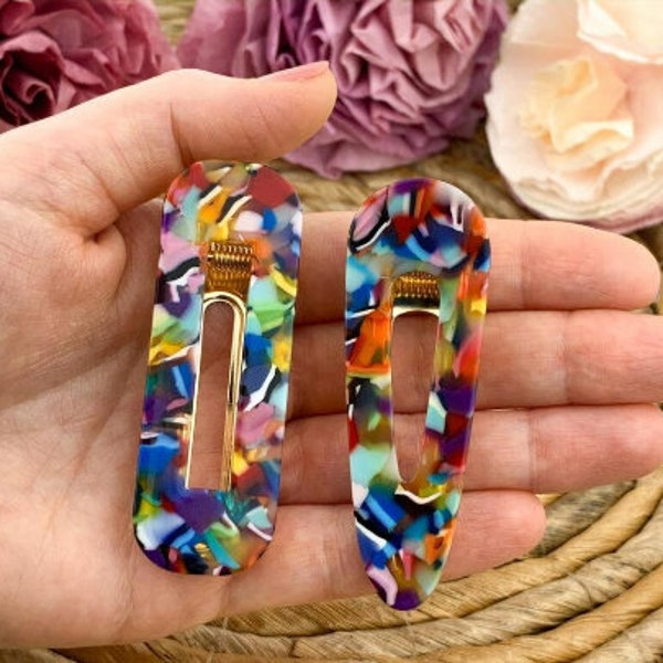 MARBLE WATERCOLOR HAIR Clips | Birthday Gift | Triangle & Rectangle Acrylic Hair Barrette | Best Friend | Gift For Her | Mothers Day | DB05