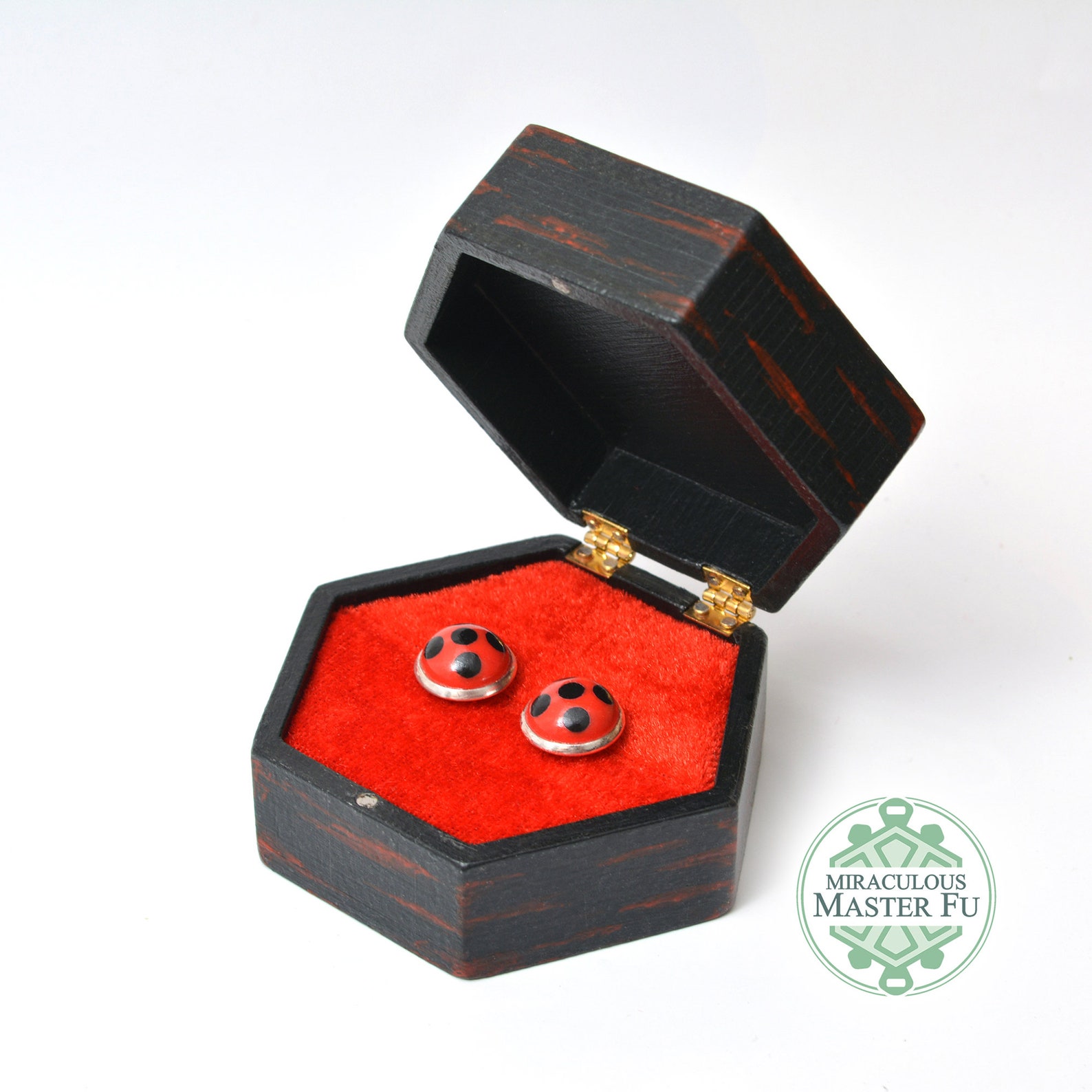 Miraculous wooden box with Ladybug earrings Etsy